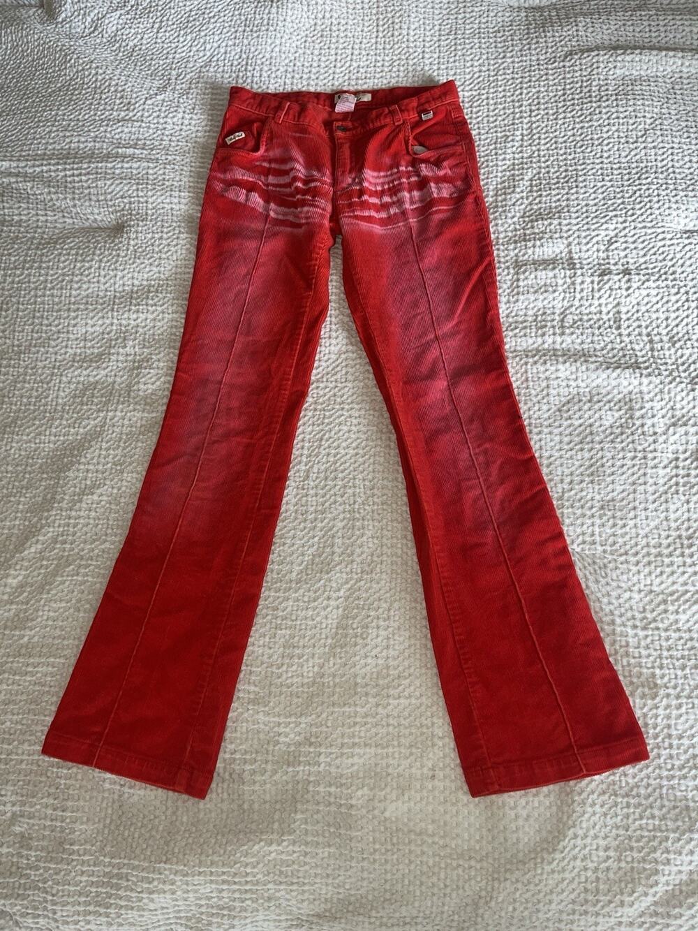 Echo Red Faded Cherry Corduroy Women’s Pants Sz 7 Low Rise Streetwear